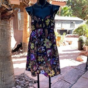 Xhilaration Floral black/purple /yellow  Mini Dress Size: S
